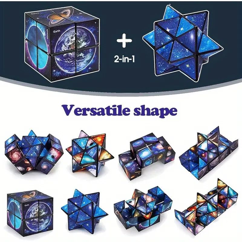 Magic Infinite Cosmic Cube Infinity Cube Fidget Toy Educational Star Cube Toy Changeable Cubes Fidget AntiStress Flip Cubic Puzzle Toys for Birthday Presents Gift