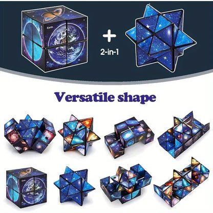 Magic Infinite Cosmic Cube Infinity Cube Fidget Toy Educational Star Cube Toy Changeable Cubes Fidget AntiStress Flip Cubic Puzzle Toys for Birthday Presents Gift