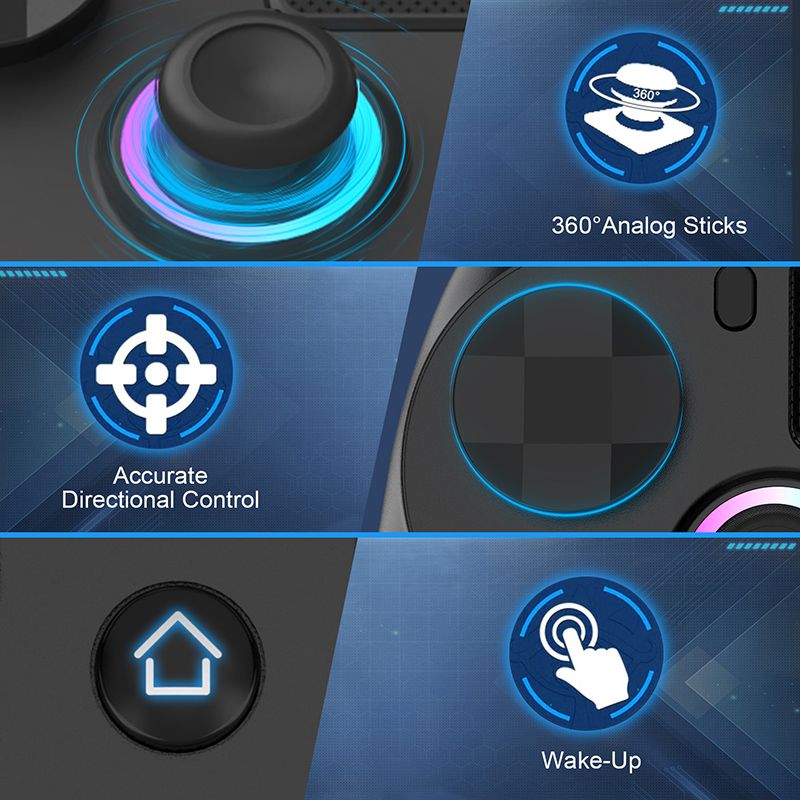 P4 Game Controller Wireless Bluetooth PC Joystick Six-axis Dual Four-vibration Gamepad Console With Light Game Console Game Pad For Android IOS Phone PC Tablet TV Box Game Accessories