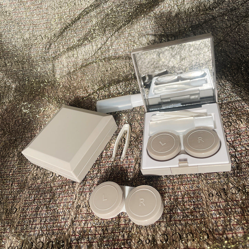 Contact Lenses Box With Mirror Travel Container Kit Cold Solid Color Mini Contact Lens Case Pocket Portable Easy Carry Make Up Beauty Pupil Storage