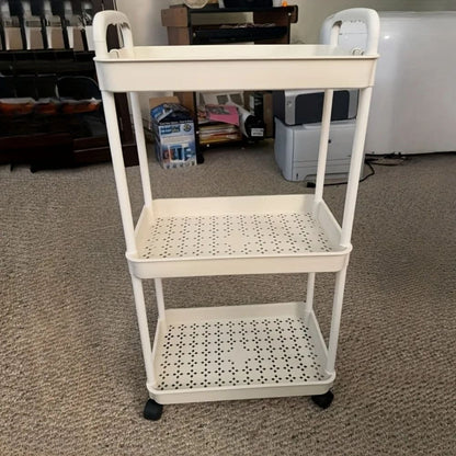 UPHUI 3 Layers Removable Storage Rack Mobile Multi-Functional Organizer Floor Standing Portable Storage Rack for Bathroom Kitchen