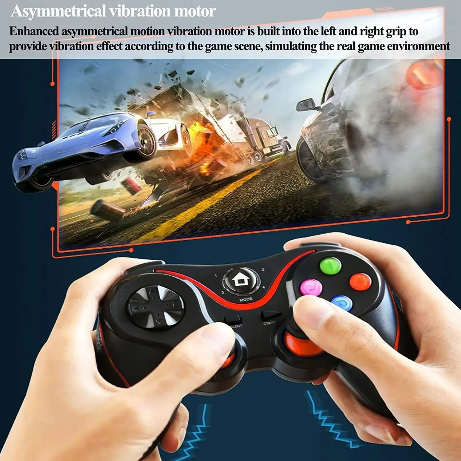 V8 Wireless Bluetooth Game Controller with Smartphone Holder for PC/PS3/Switch/Android/IOS/TV Box Gaming Handle