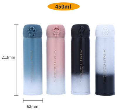 Gradient Color Water Bottle Thermos Cup Water Bottle Stainless Steel Thermos Bottle Outdoor Vacuum Flask Insulated Cup Gift