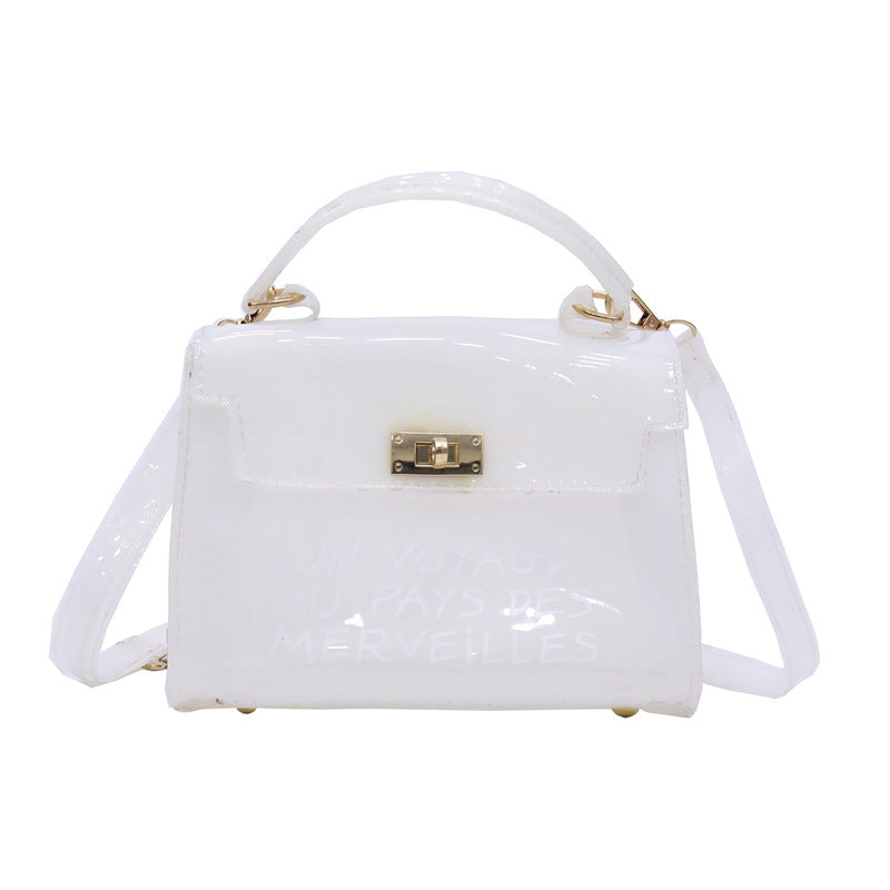 Women's candy color bag transparent bag 2024 letter jelly bag portable female bag shoulder diagonal bag