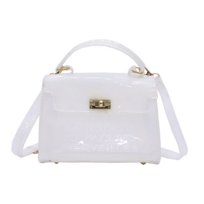 Women's candy color bag transparent bag 2024 letter jelly bag portable female bag shoulder diagonal bag