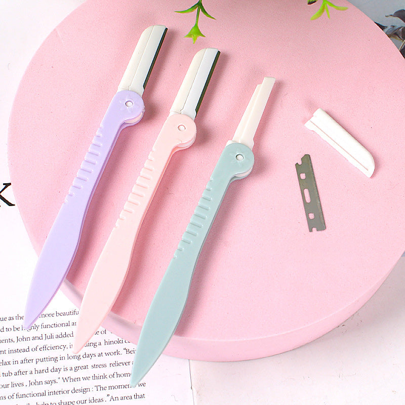 New Arrival 3PCS/Set Face Eyebrow Razor Trimmer Hair Beauty Face Eyebrow Shaper Shaver Pink Blue white Stainless Steel Blades Makeup Tools