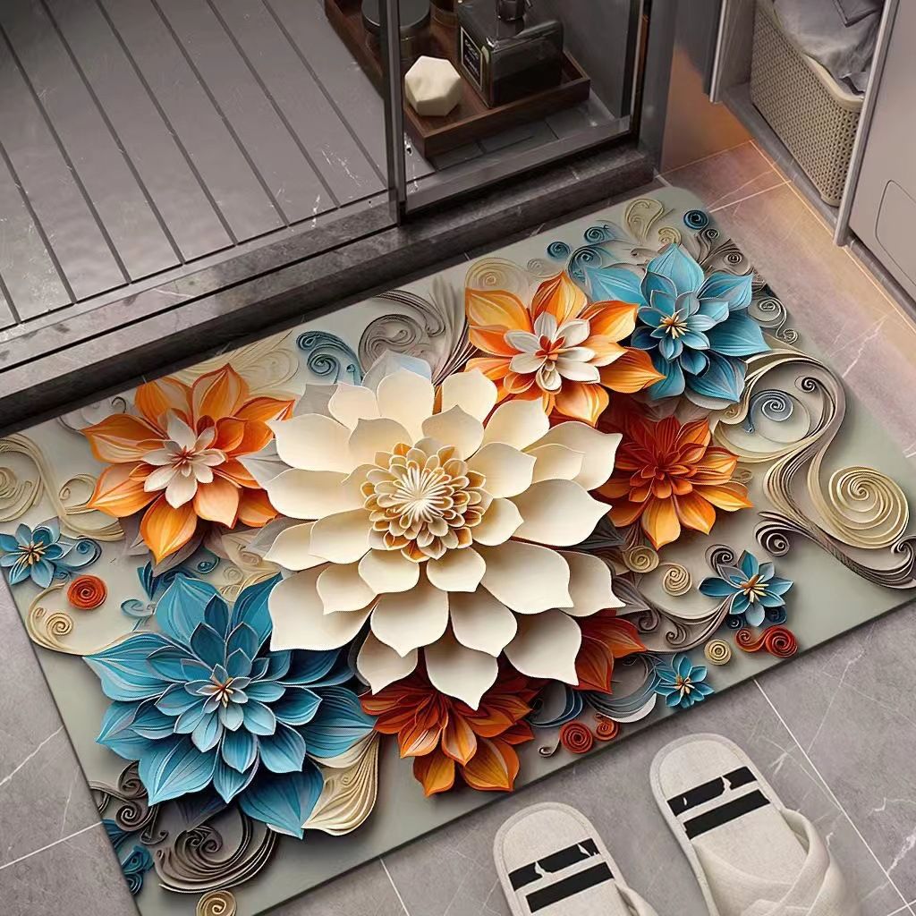 Hot-selling 3D oil painting diatom mud American pastoral absorbent mat non-slip mat Soft Comfortable Indoor Living Room bathroom door quick dry bathroom carpet toilet mat