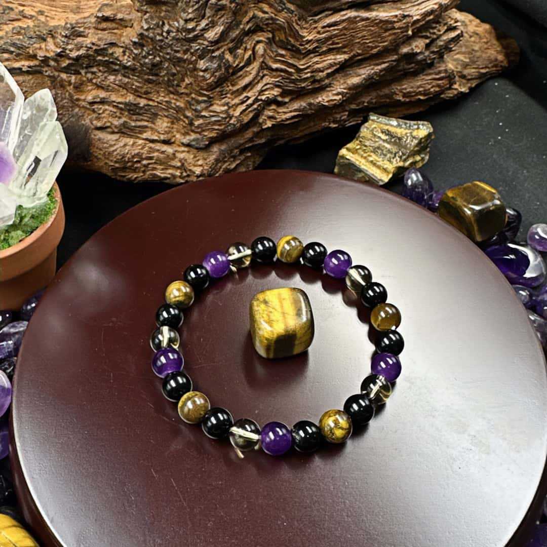Bracelet Tiger Eye Stone Tea Crystal Amethyst Obsidian Fashion Bracelet