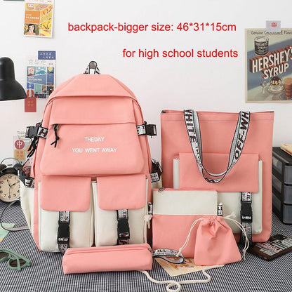 New Arrival 5pcs/SET Hot Backpacks Fast delivery Fashion bookbags women's boy girl school bags sets monkey ladies travel bags CaseTek brand shoulder bags