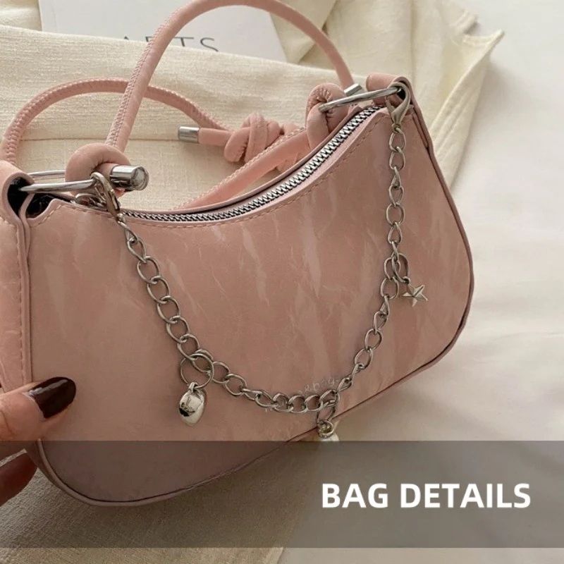 Mateamoda Chic Sling Bag with Chain Accents Shoulder Handbag Crossbody Bag