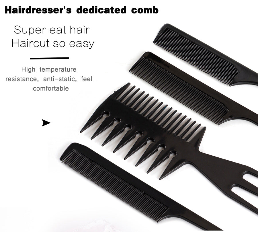 New 10Pcs Black Professional Combs Hairdressing New Tail Comb Carbon Anti Static Comb Hair Cutting Comb Free Storage Bag