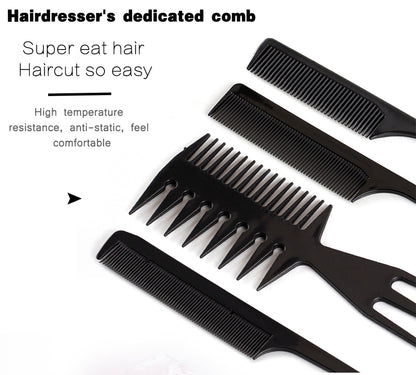 New 10Pcs Black Professional Combs Hairdressing New Tail Comb Carbon Anti Static Comb Hair Cutting Comb Free Storage Bag