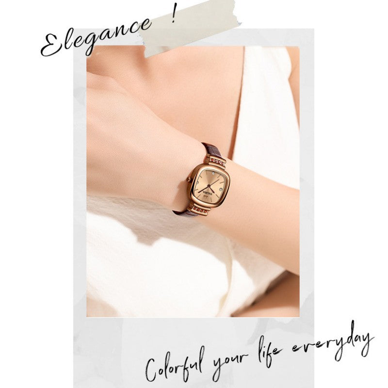 Vintage small sugar quartz ladies watches wristwatch leather strap fine steel case women watches waterproof female wristwatch ladies watch