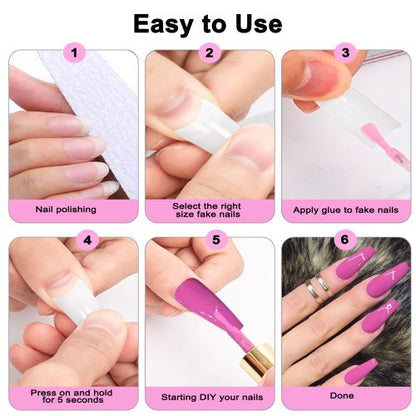 500pcs Half Cover Coffin Nail Tips, 10 Sizes Acrylic Ballerina Nail Tips with Box, White