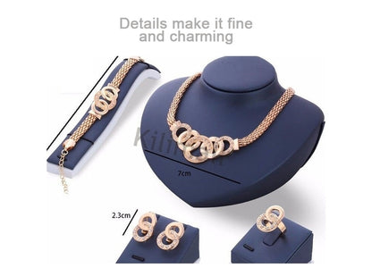 5 Pcs/Set Necklace Pendant Earring Studs Bracelet Wedding Rings Women Jewellery