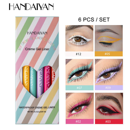 The new 6-piece Eyeliner HANDAIYAN Rotatable Waterproof Non-halo Color Eyeliner pencil set