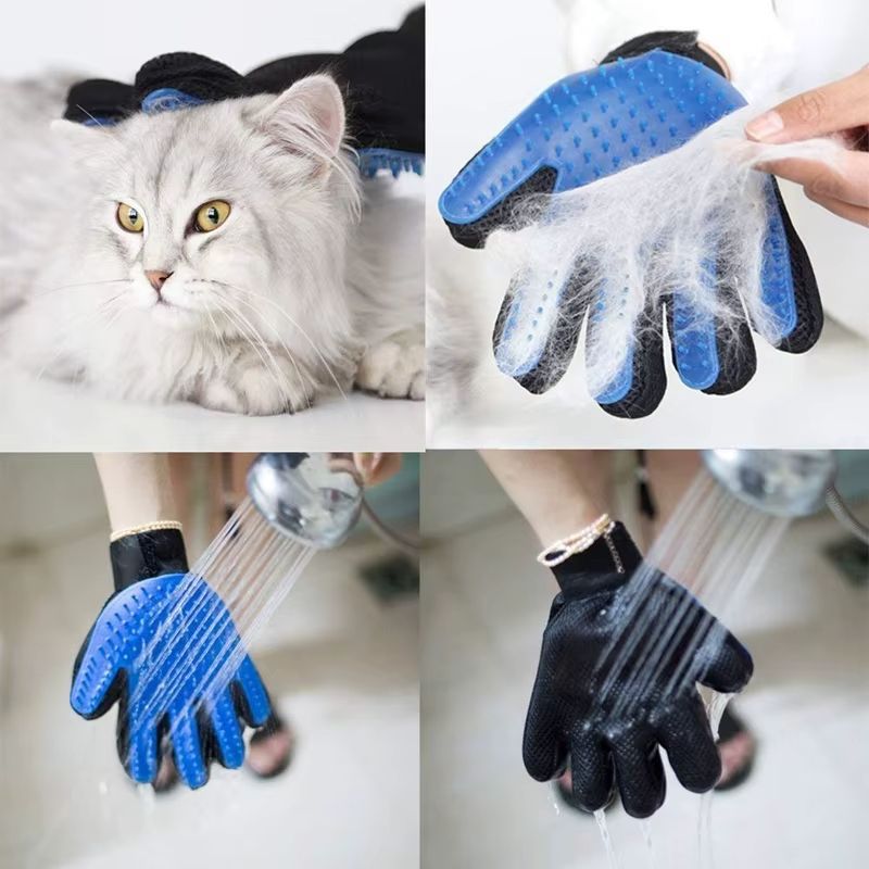 Pet Hair Removal Brush Cat and Dog Hair Removal Gloves Cat and Dog Floating Hair Bath Supplies Rubber Gloves Grooming Comb Pet Finger Cleaning Massage Tool Hair Removal Brush Pet Grooming Gloves