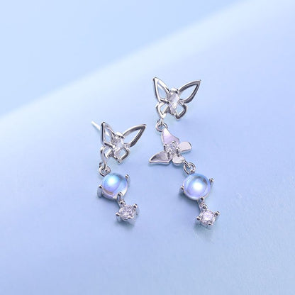 Super fairy Astral bow zircon earrings asymmetrical pendant earrings advanced touch temperament earrings female