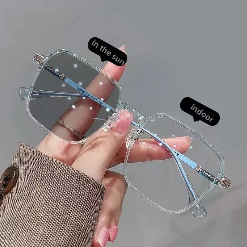 New Trendy Glasses Outdoor Color Changing Glasses Women Eyewear Frame Glasses Luxury Square Men Fashion Eyewear