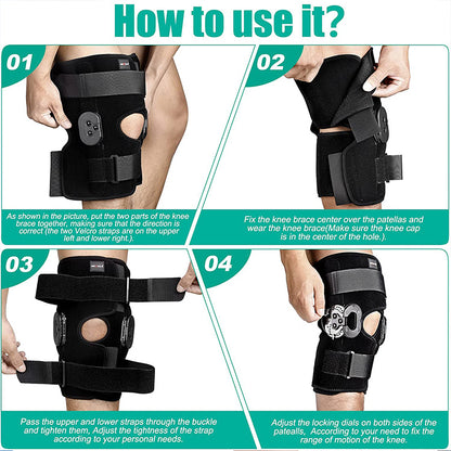 Professional Hinged Knee Brace Adjustable Knee Support with Side Stabilizers of Locking Dials for Knee Pain Arthritis ACL PCL Meniscus Tear Sports Braces Medical Hinged Knee Orthosis