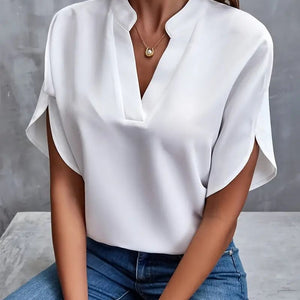 Women's Summer Clothing Blouses Casual Solid Color V-neck Loose Shirt Women's Top Clothes