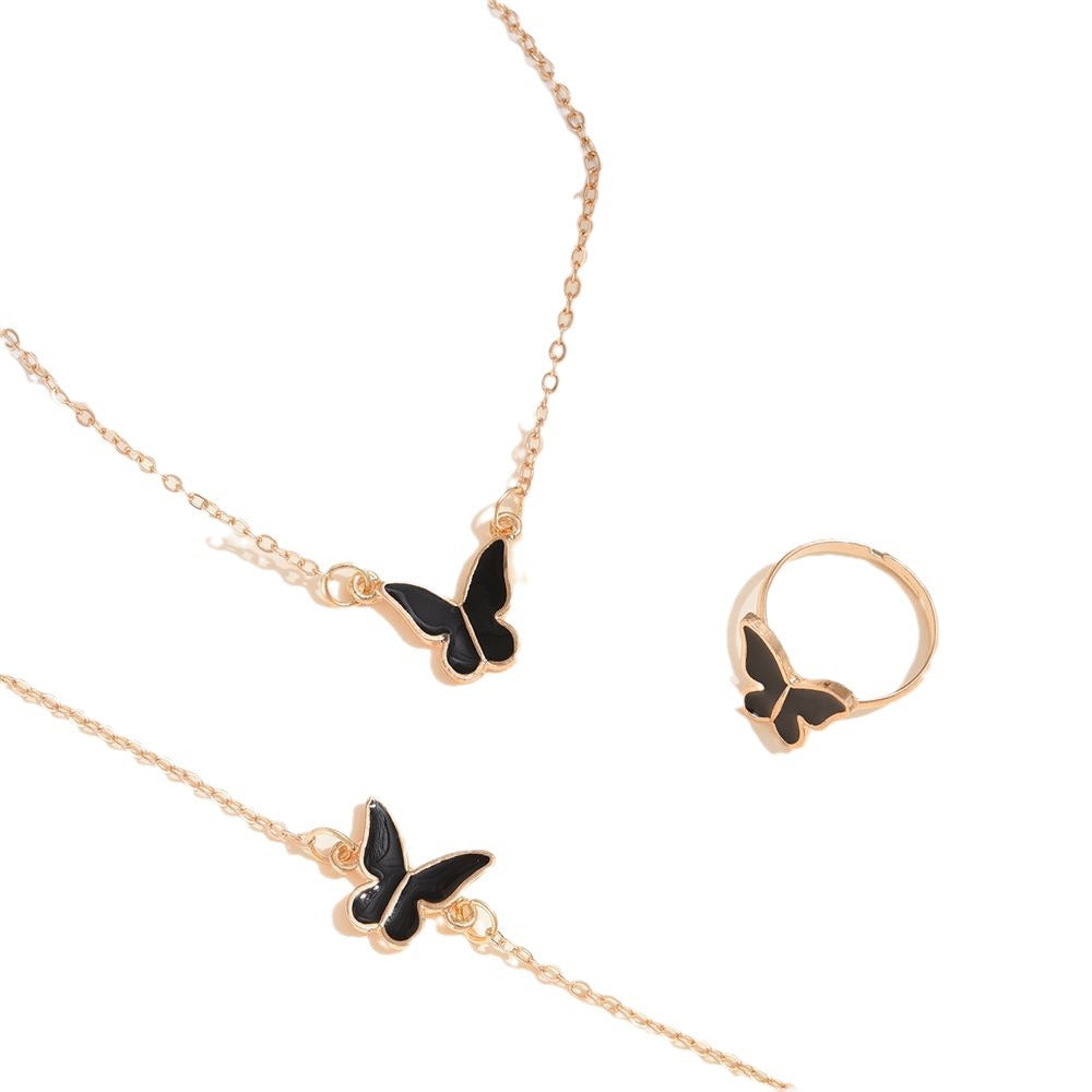 2024 Winter Fashion Commuter Leisure Style Jewelry Alloy Butterfly Four Piece Set Hot Selling Jewelry