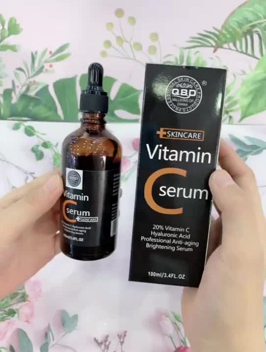 QBD Vitamin C Serum with Hyaluronic Acid Anti-aging & Brightening Professional Skincare 20% Vitamin C Face Serum -100ml
