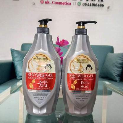 2 Packs Roushun Kojic Acid Shower Gel -1380ml X 2 Body Fast Whitenng Shower Gel Deeply Cleanses Rich and Creamy blend Softer Skin After Wash Roushun Kojic Acid Shower Gel 1380ml X 2
