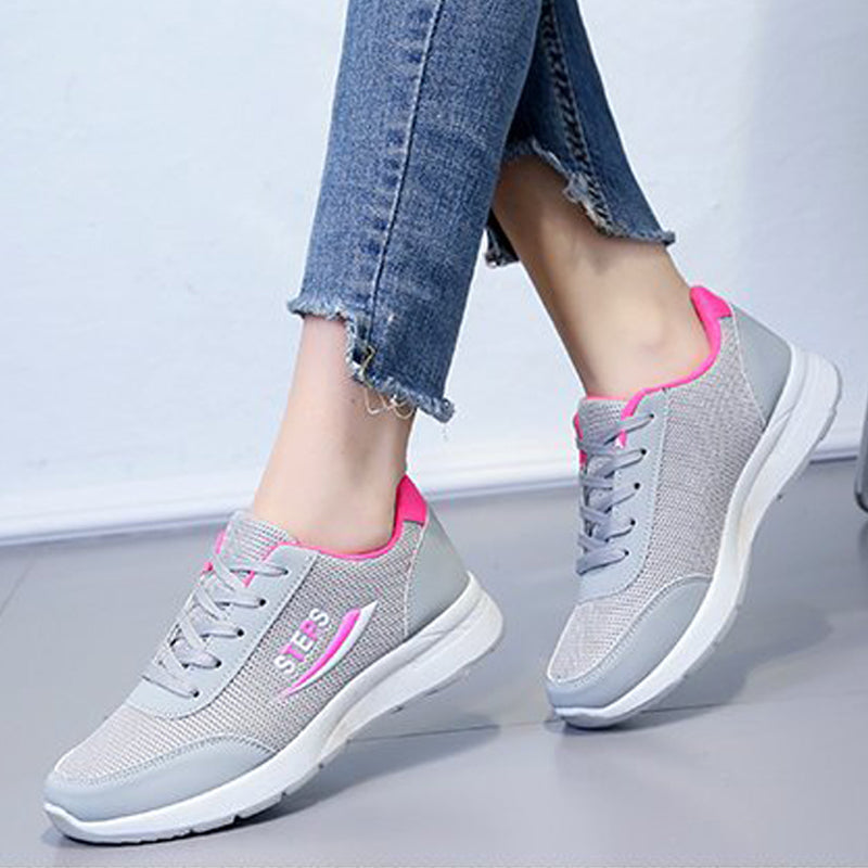 New arrival Women's casual sports gray shoes Ladies round toe mesh shoes Students fashion sneakers running shoes girls breathable gym shoes comfortable walking grey shoes