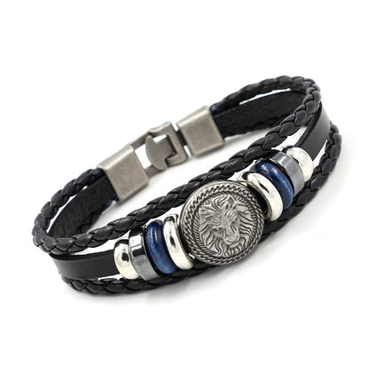 New men's bracelet Vintage lion head rivet leather bracelet Personality simple lovers bracelet bracelet