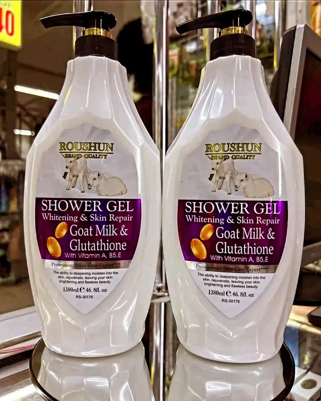 2 Packs Roushun Goat Milk Shower Gel -1380ml X 2 Body Fast Whitenng Shower Gel Deeply Cleanses Rich and Creamy blend Softer Skin After Wash Roushun Snail White Shower Gel 1380ml X 2