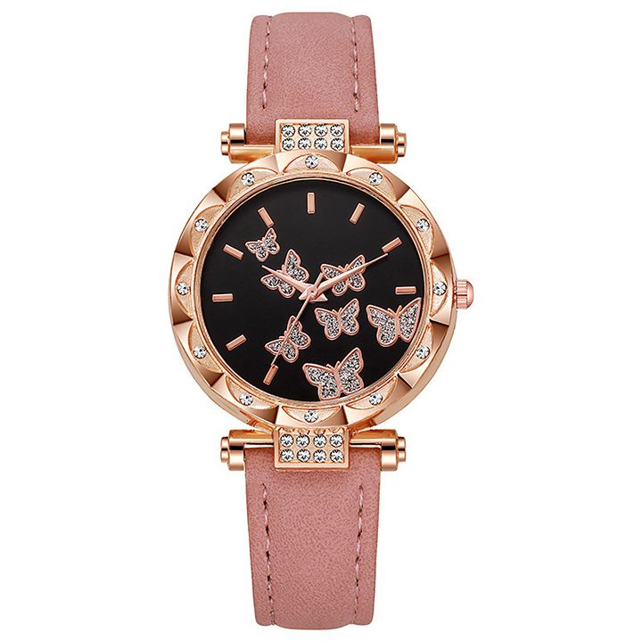 Butterfly Watches Luxury Brand Leather Quartz Women's Watch Ladies Fashion Watch Women Wristwatch Clock For Valentines Gift Favorite Women Giftes