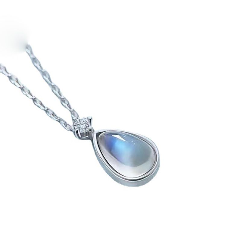 Moonstone Water Drop Necklace Female Ins Clavicle Chain Niche Design Temperament Light Luxury Pendant Beautiful Ladies Jewelry