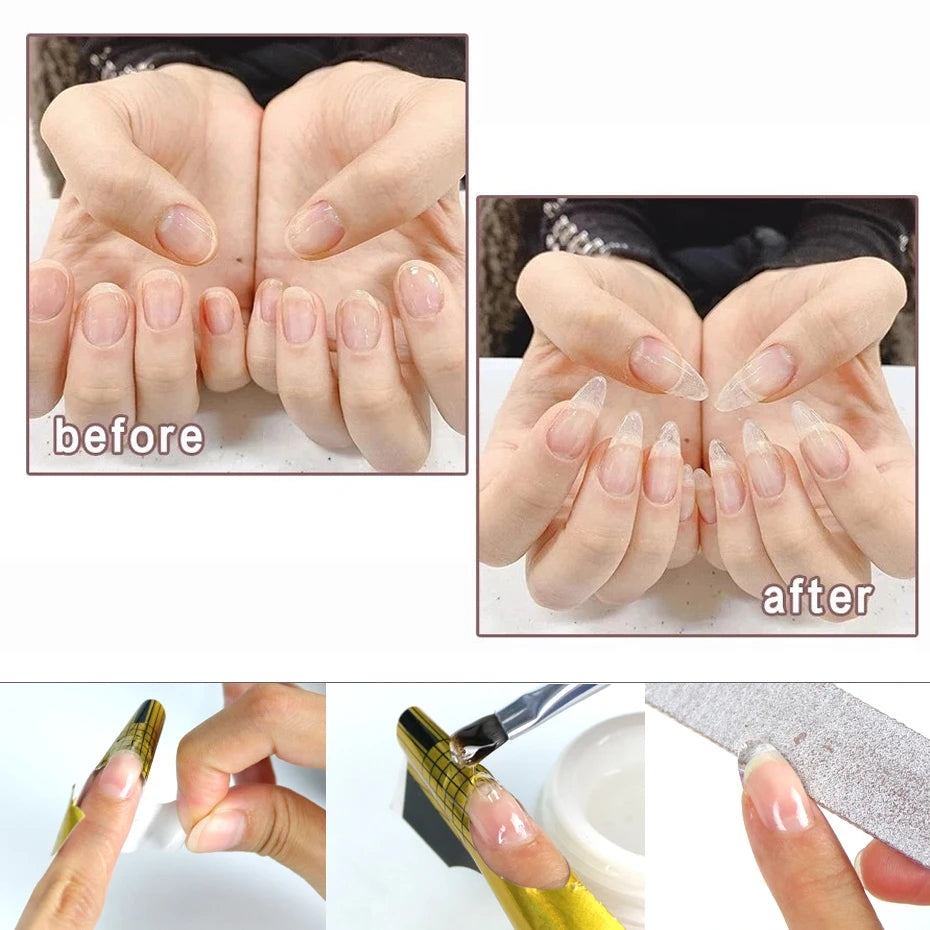 15ml Nail Extension Gel Soak Off UV Gel Acrylic White Clear Gel for Nail Prolong for Home Nail Art Shop Manicure Tool