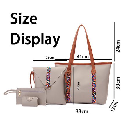 4 PCS/Sets Women Bags Handbag for Women Ladies Bags Tote Bags Shoulder Bag Crossbody Bag Discount On Sale