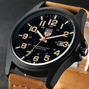 Hot Sales Men Sports Watch Casual Wristwatch Date Calendar Quartz Leather Strap Watches Fashion Clock Out-door Business Quartz Analog Male Watch Wrist Watch Valentines Gift