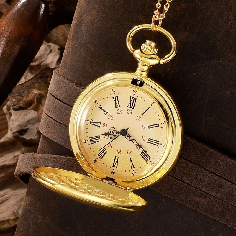 Classic Popular Pocket Watch Antique Steampunk Vintage Roman Numerals Quartz Pocket Watch Gold Case Necklace Pendant Clock Chain Mens Women Quartz Watches Gift For Son
