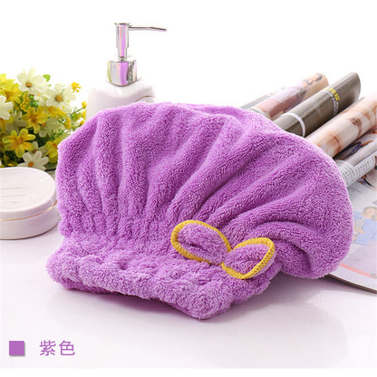 Shower Cap Women Hair Cap Microfibre Quick Hair Drying Bath Spa Bowknot Cap Wrap Towel Hat For Bath Bathroom Accessories