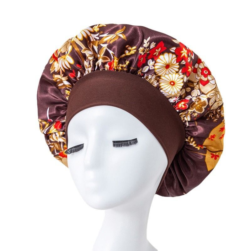 Satin Sleeping Bonnet Headscarf Hat Headwraps Women Curly Springy Hair Wrap Silk Shower Cap Head Scarf Headwear Night Sleep Hat Adjust Head Cover Styling Accessories Soft Elastic Band Wide-Brimmed