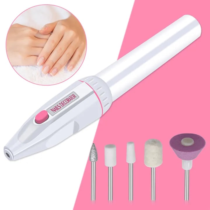 Electric Nail Drill Kit Manicure 5 Drills Grinding Burnishing Machine Nail art Manicure Pedicure Kit,Electric Nail Portable Mini Nail Grinding Tool with 5 Drills Personal Care