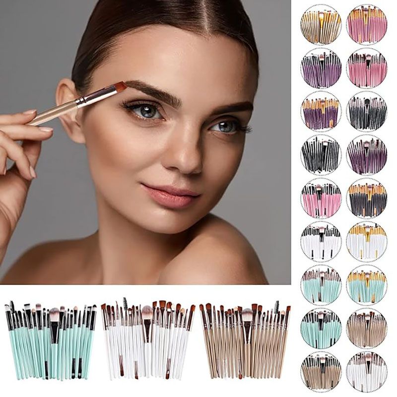 20PCS Professional Makeup Brushes Set Foundation Eyebrow Eyeliner Blush Cosmetic Brushes Concealer Brushes Eye Shadow Blending Liner Make Up Brush Kit