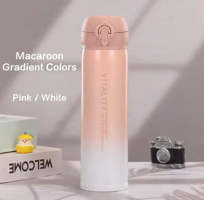Gradient Color Water Bottle Thermos Cup Water Bottle Stainless Steel Thermos Bottle Outdoor Vacuum Flask Insulated Cup Gift