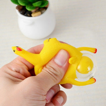 1pc Funny Squeeze Chicken Laying Egg Keychain Anti-Stress Tricky Toys Gag Children's Gift
