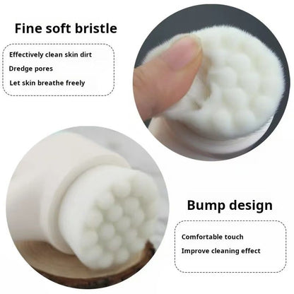 Double sided facial brush with soft bristles and silicone facial cleanser, manual cleansing brush, facial cleansing tool, deep pore cleaning device