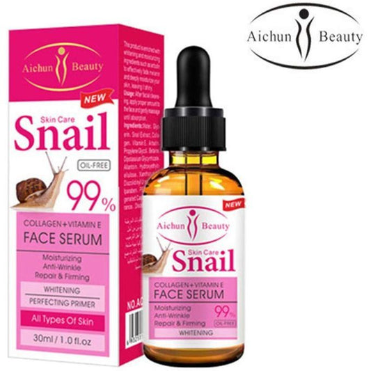Aichun Beauty Snail 99% Vitamin E + Collagen Face Serum - Anti Wrinkle, Whitening, Moisturizing, Repair, Firming Skin Care