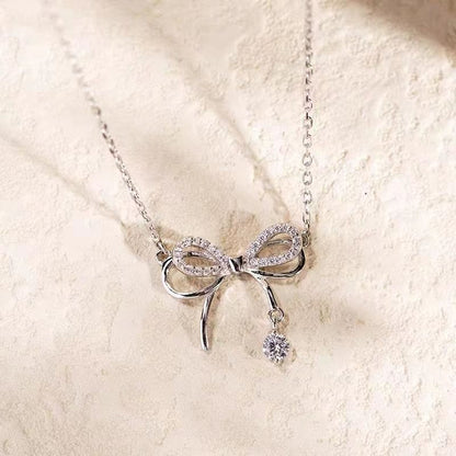 bow-knot necklace Bow with pendant temperament noble pretty Match any occasion and clothes Women's Necklaces
