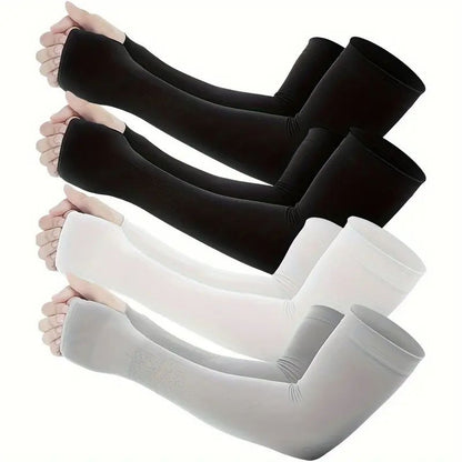 4 Pairs of Premium Cooling Arm Sleeves - Gloves for Sun Protection with Thumb Holes for Men and Women - Perfect for Golf, Basketball, Cycling, Fishing, Driving, and Jogging Outdoor Activities