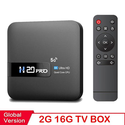 H20PRO Smart TV Box Android 10.0 TV BOX Allwinner H618 Dual Wifi Quad Core 1080P Video TV BOX 2GB 16GB 2.4&5G 4K HD Voice Assistant Media player Android Play Store Very Fast 1080P Set top box