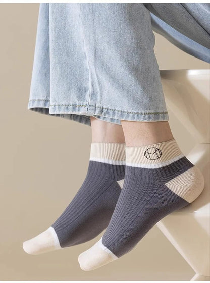 ASSKLO 5 Pairs Fashion 100% cotton socks Men's Socks Anti Odor Socks Men Short socks anti odor Ankle Socks Breathable Sweatproof Street Deodorant Invisible Women's socks unisex socks Classy Comfort