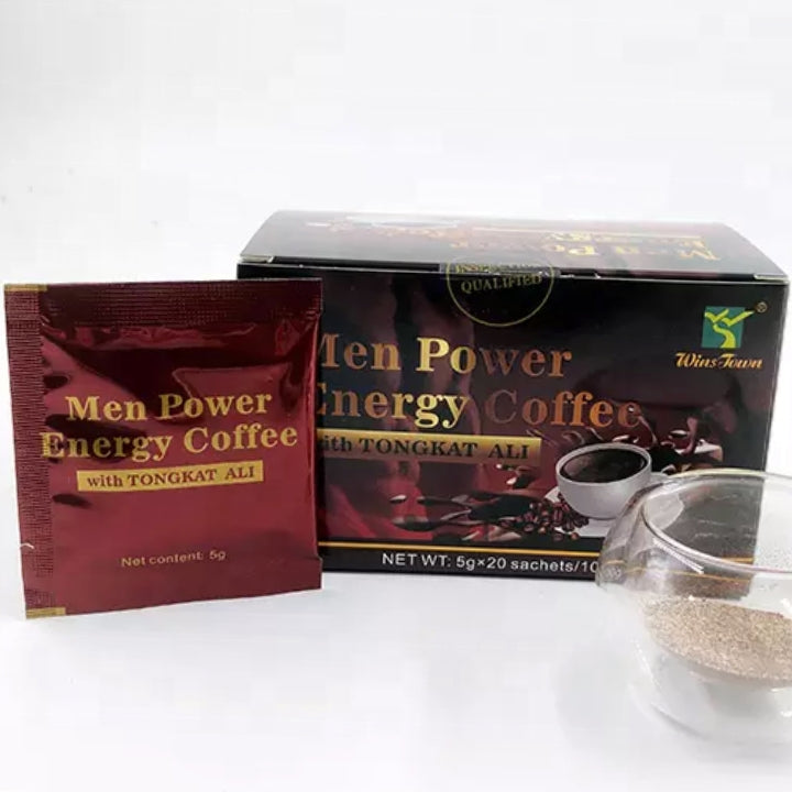 Wins Town Men Power Energy Coffee with Tongkat ali man Active instant black coffee male maca ginseng Enhance Libido Erection Circulation